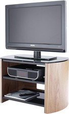 TV Stand Light Oak Glass Shelves for 32–50” Units Media Storage