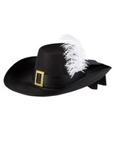 Adult Size Black Musketeer Hat