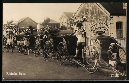 Ricksha boys rickshaw postcard - ricksha,