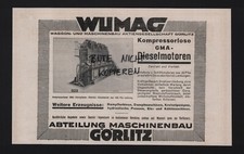 Görlitz, Advertising 1928, Wumaggon-Maschinenbau AG GMA Diesel Engines