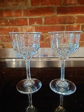 Pair Of 1830/40s  Georgian Anglo Irish facet stem Wine Glasses,