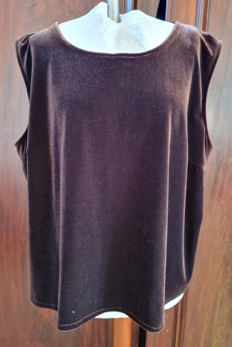 Brown velvet sleeveless top - brown,