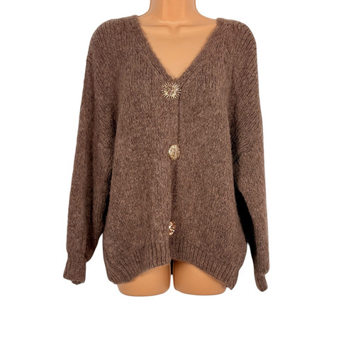 Mocha chunky knit cardigan - mocha,