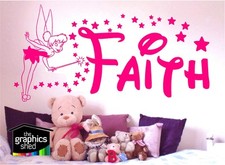 TINKERBELL Personalised NAME Disney style Sticker wall art fairy car GIRL decal