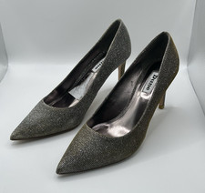 Dune London Women's Silver Glitter Pointed Toe Court Shoes - Ladies Size UK 6