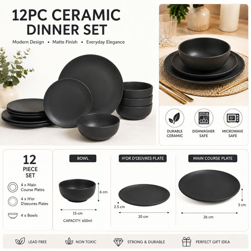 Modern 12pc ceramic tableware - ceramic,