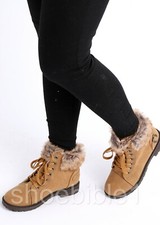 LADIES FAUX FUR GRIP SOLE