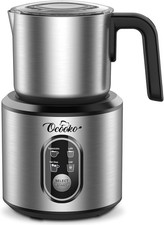 OCOOKO Milk Frother Machine 700ML Stainless Steel Milk Steamer with Hot & Cold