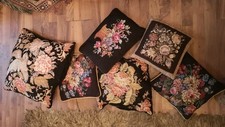 6 X Needlepoint Vintage Cushions All Feather Filled