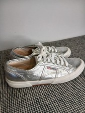 Superga Womens Silver Trainers Size 6.5 UK EU 40 Lace Up Flat Shoes