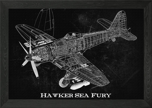 Hawker sea fury framed wall - sea,