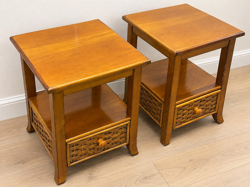 Pair wooden bedside side - pair,