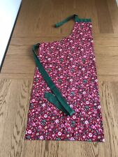 Red Ditsy Floral Apron Cotton Green Trim