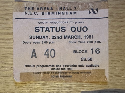Status quo concert ticket - status,