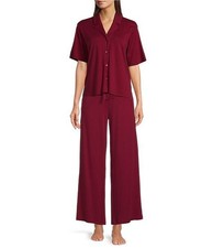 NWT Eileen Fisher M Sleep Set Button Top Wide Leg Pants Lounge PJ Organic Cotton