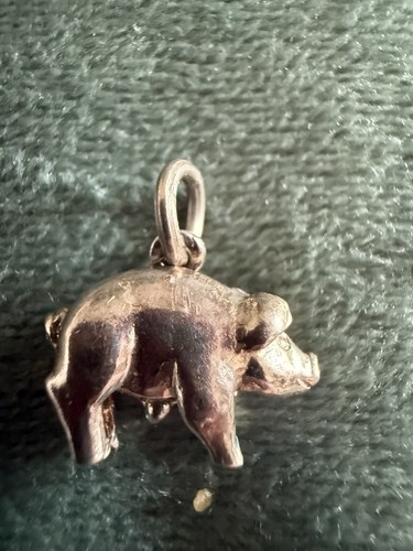Silver piggy bank charm - piggy, with