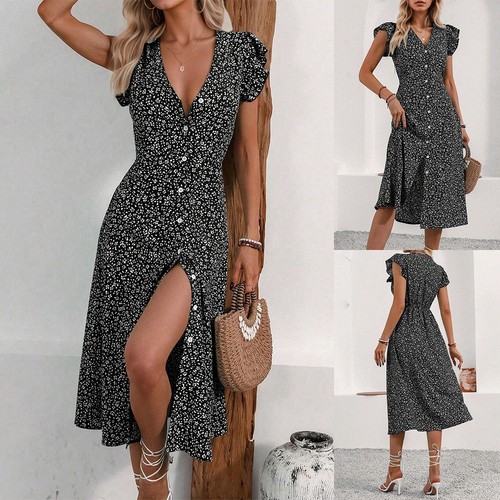 Women sexy boho floral - sexy, midi