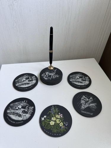 Vintage welsh slate desk set - welsh,