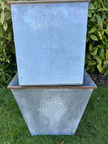 Large zinc square planter - large,