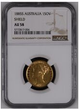 1885 Sidney Australia Gold Sovereign NGC AU 58 Shield Back