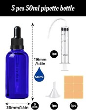 5 x 30ml 50ml Blue Glass With