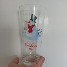 Robert Cain's Christmas Ale Limited Edition Pint Beer Glass Snowman Design