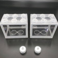 2PCS Mini Fish Tank Small Aquarium LED Light Home Decor Kids Gift Office Desktop