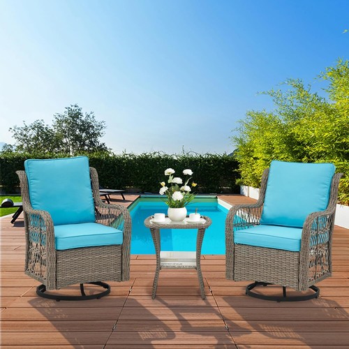 3pcs outdoor wicker swivel - outdoor,