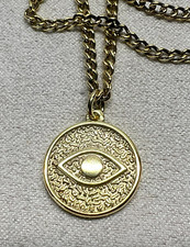 Vintage 925 Silver Gold Plated DYADEMA Lucky Eye Pendants Necklace Boxed