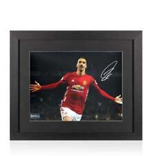 Zlatan Ibrahimovic Signed Manchester United Photo In Black Wooden Frame: Red Dev