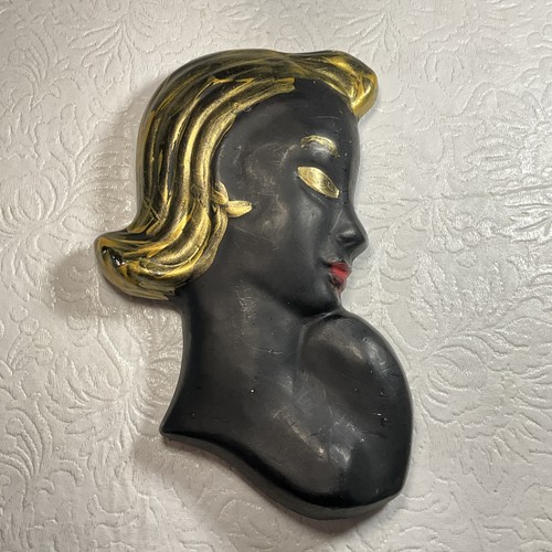 Vintage chalkware lady head - lady,