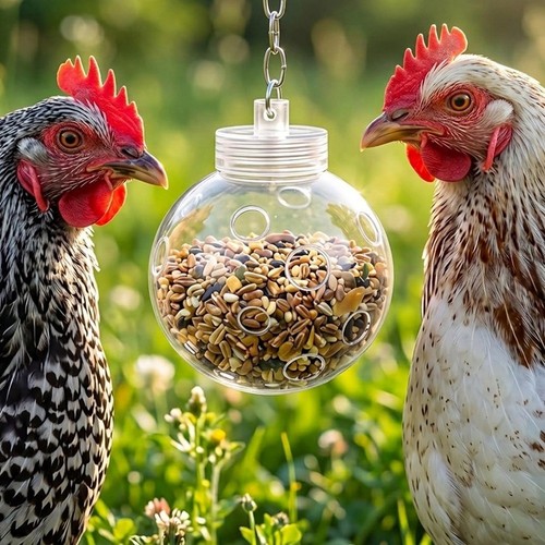 Outdoor chicken feeder ball - chicken,