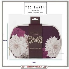 Ted Baker Large Cosmetic Bag Zipped Burgundy Floral BRAND NEW