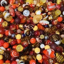 GLASS BEADS Red, Brown & Gold