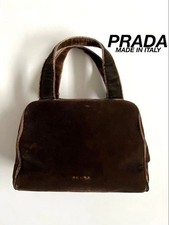 PRADA Velour Logo Tote Handbag