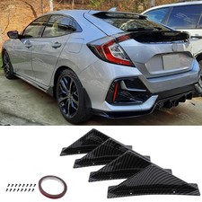 For Honda Civic FK Hatch Carbon Curved Rear Bumper Diffuser Spoiler Splitter Fin