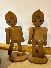 2 x Vintage wooden articulated