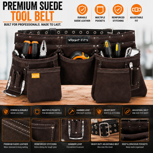 Leather tool belt pouch - leather,