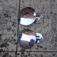 PAIR  LGE ROUND  VINTAGE DECO  CHROMED DOOR HANDLES POSSIBLY HOTEL, 5.5" ACROSS