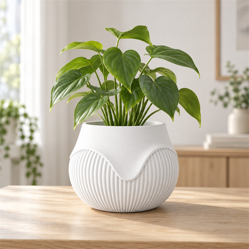 Wavy ribbed planter pot modern - pot,