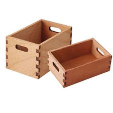  2pcs Mini Wooden Crates for Dollhouse - 1:12 Decorative Storage Boxes for