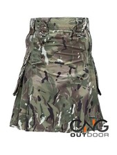 Men's Scottish Stylish Fashion Army Camouflage Utility Kilt 100% Cotton.