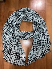 NWOT Whistles ruched viscose scarf in duck egg blue w black splashes RRP £65
