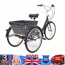 24 Inch Adult Tricycle Trike Bike 8-Speeds 3-Wheel Bicycle & Folding Back Basket