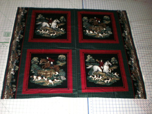 Fox hunt horse fabric panel - hunt,