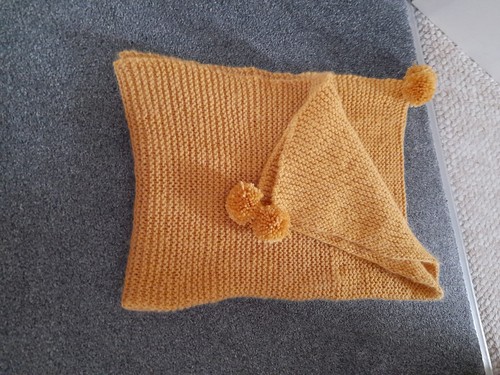 Handmade knitted gold blanket - handmade,