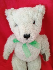 Vintage Old Teddy Bear White Woolly Jointed