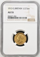 1913 G BRITAIN 0.5 sov AU55 -