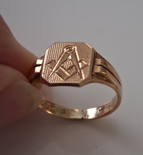 9ct rose gold - gold, masonic