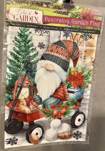 Wagon gnome garden flag - wagon,
